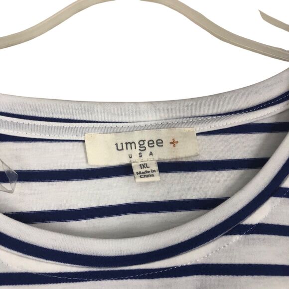 NWT Umgee Navy & White Striped Nautical Tunic w/Layered Peplum Sleeves SZ 1X - Picture 5 of 8